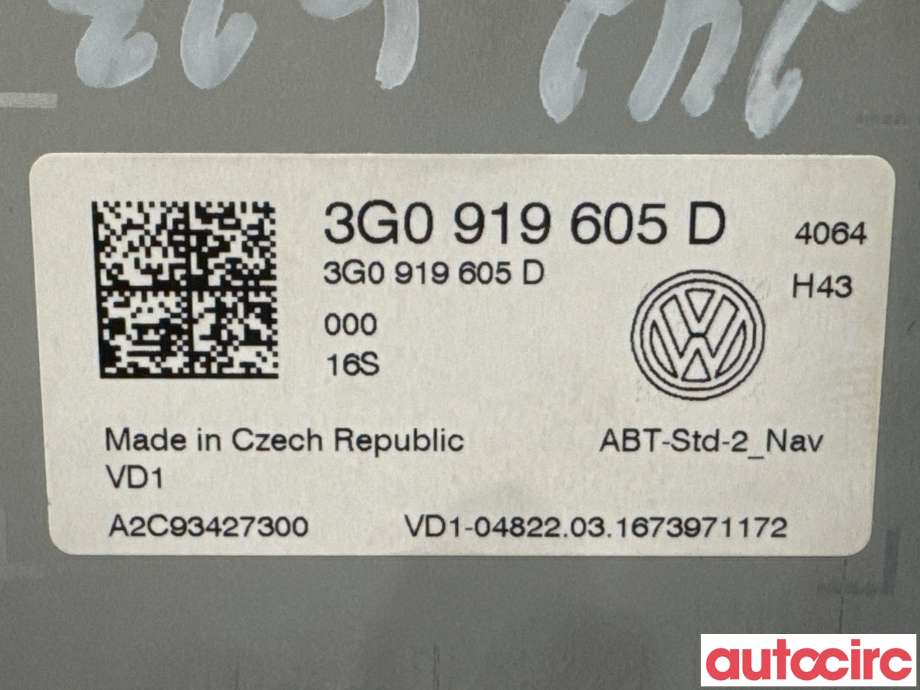 Instrument kjørecomputer til VW e-Golf 2014-2017 (Fase 1)  (VOLKSWAGEN|3G0919605D|A2C93427300)