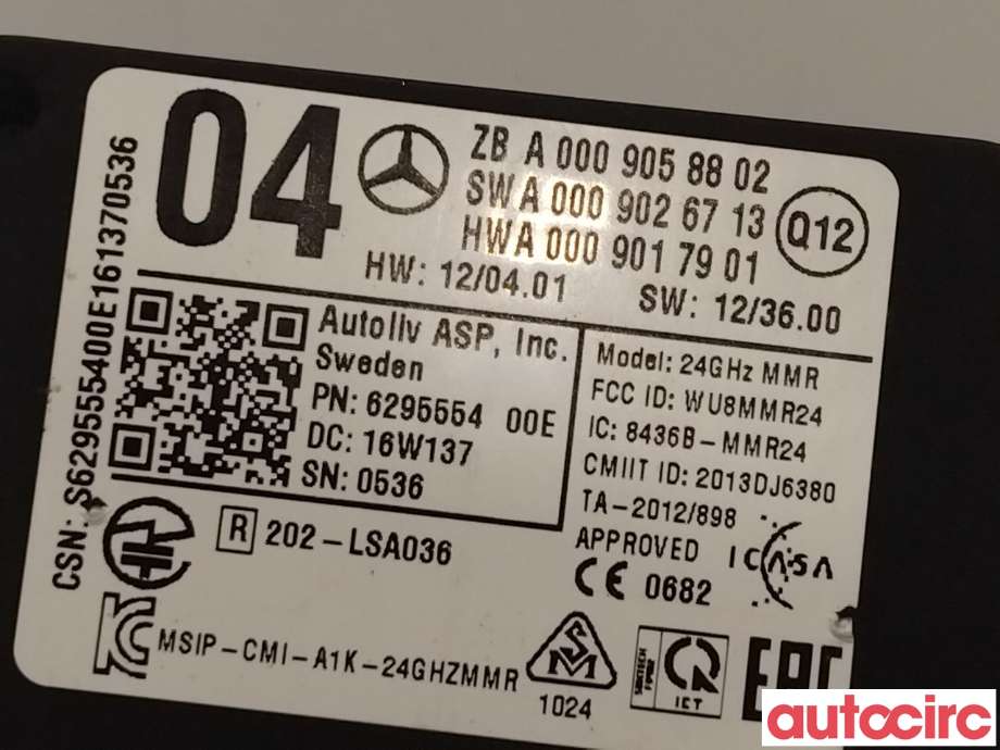 Sensor radar til Mercedes GLC 2015-2022 (X253) (X253) (MERCEDES|A0009058802)
