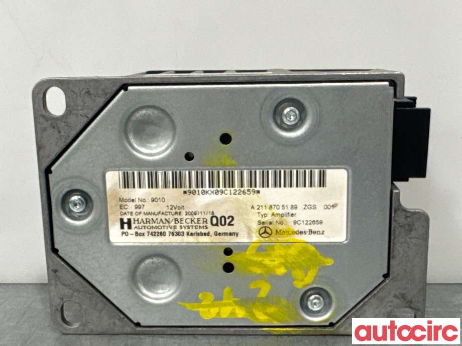 Bilstereo forsterker til Mercedes E-Klasse 2009-2013 (Fase 1) (W212) (W212) (MERCEDES|A2188201100|9010|A2118705189)