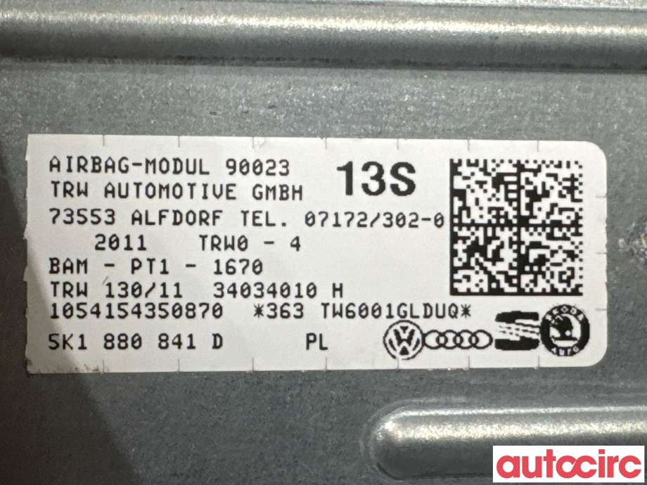 Airbag kne til VW Golf VI 2008-2012  (VOLKSWAGEN|5K1880841D||5K1880841F)