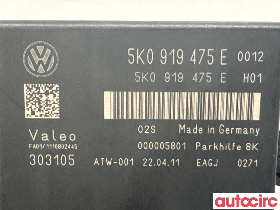 Styreenhet parkering til VW Golf VI 2008-2012 (VOLKSWAGEN|5K0919475E|303105)