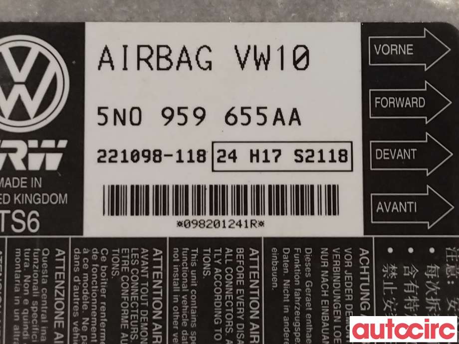 Airbag elektronikk til VW Tiguan 2011-2016 (Type I, Fase 2)  (VOLKSWAGEN|5N0959655AA)