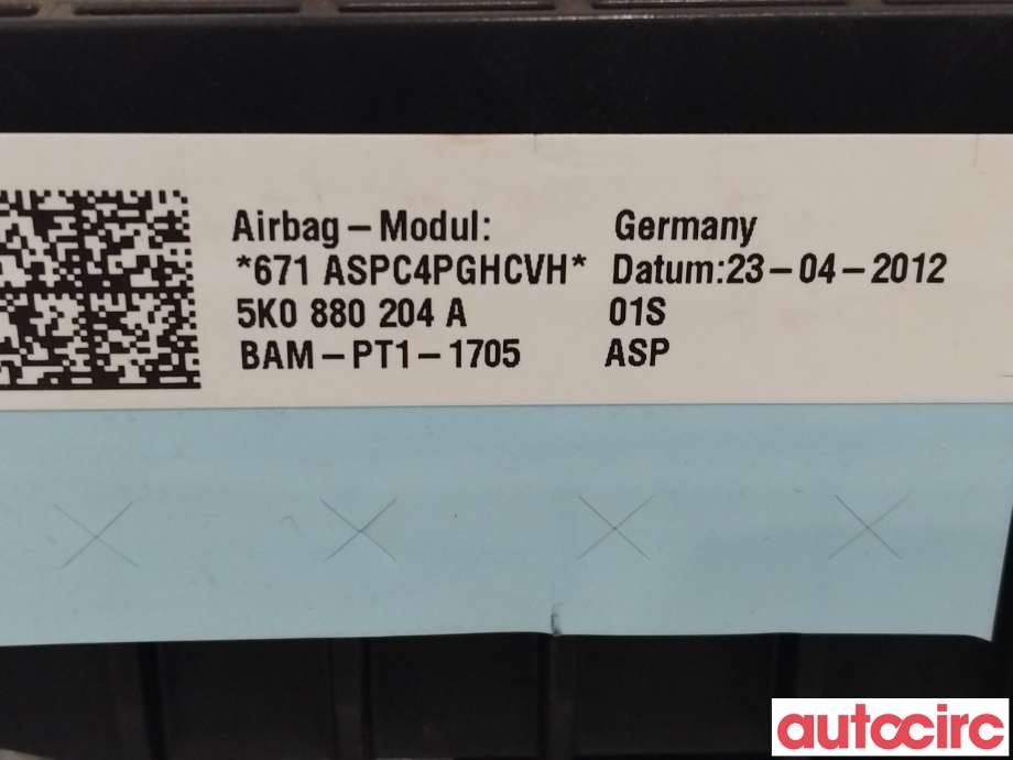 Airbag passasjer til VW Tiguan 2011-2016 (Type I, Fase 2)  (VOLKSWAGEN|5K0880204A)