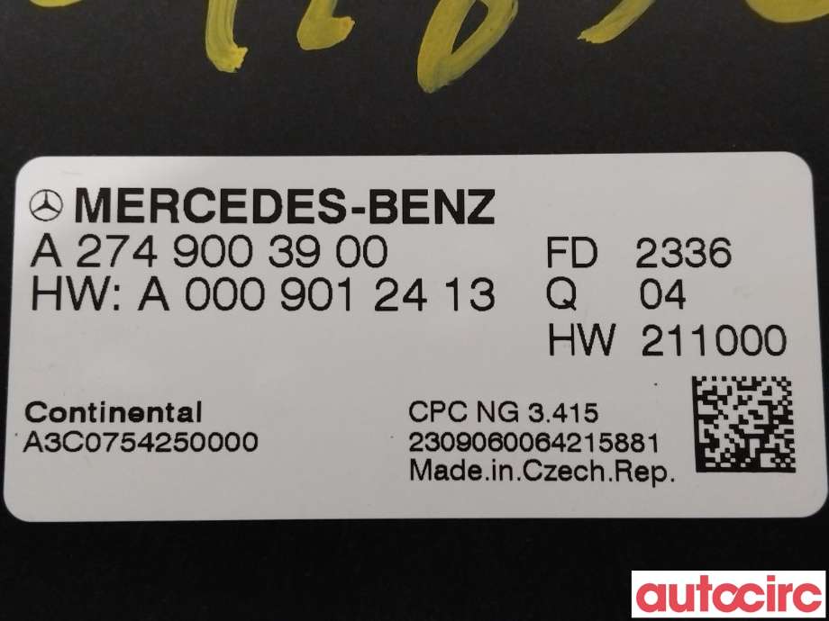 Styreenhet diverse til Mercedes Vito 2014-->> (W447) (W447) (MERCEDES|A2749003900)