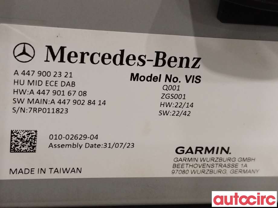 Multimedia display (MCU - Media Controller Unit) til Mercedes Vito 2014-->> (W447) (W447) (MERCEDES|A4479002321)