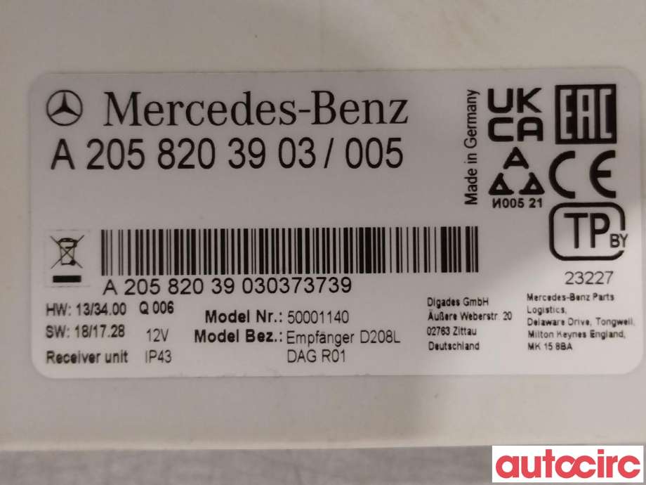 Styreenhet diverse til Mercedes Vito 2014-->> (W447) (W447) (MERCEDES|A2058203903)