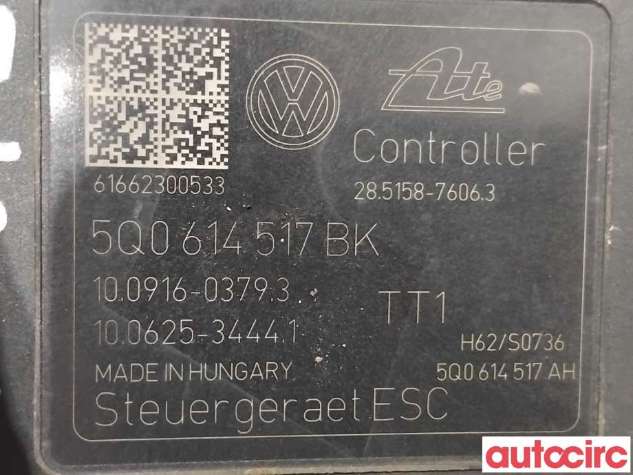 ABS sentral til VW Passat 2015-2019 (Fase 1) (B8) (B8) (VOLKSWAGEN|5Q0614517BK|100916-03793|5Q0614517FM)