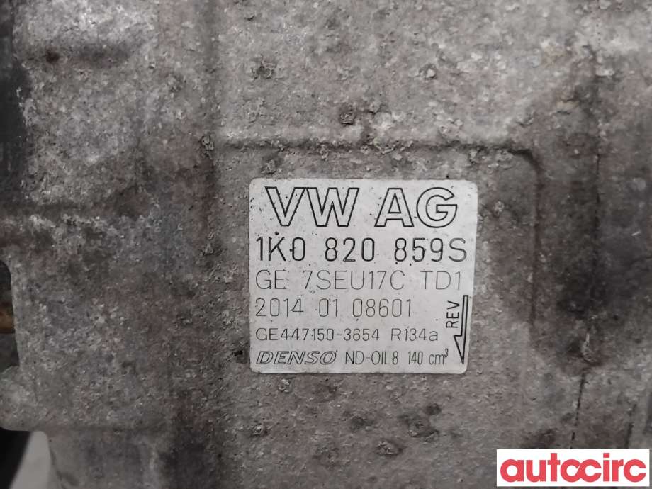 Aircondition kompressor til VW Caddy 2010-2015 (Type III, Fase 2)  (VOLKSWAGEN|1K0820859S|447150-3654|1K0820859SX)