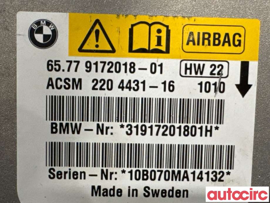 Airbag elektronikk til BMW 5-Serie 2003-2010 (E60/E61) (E60/E61) (BMW|65779172018|2204431-16)