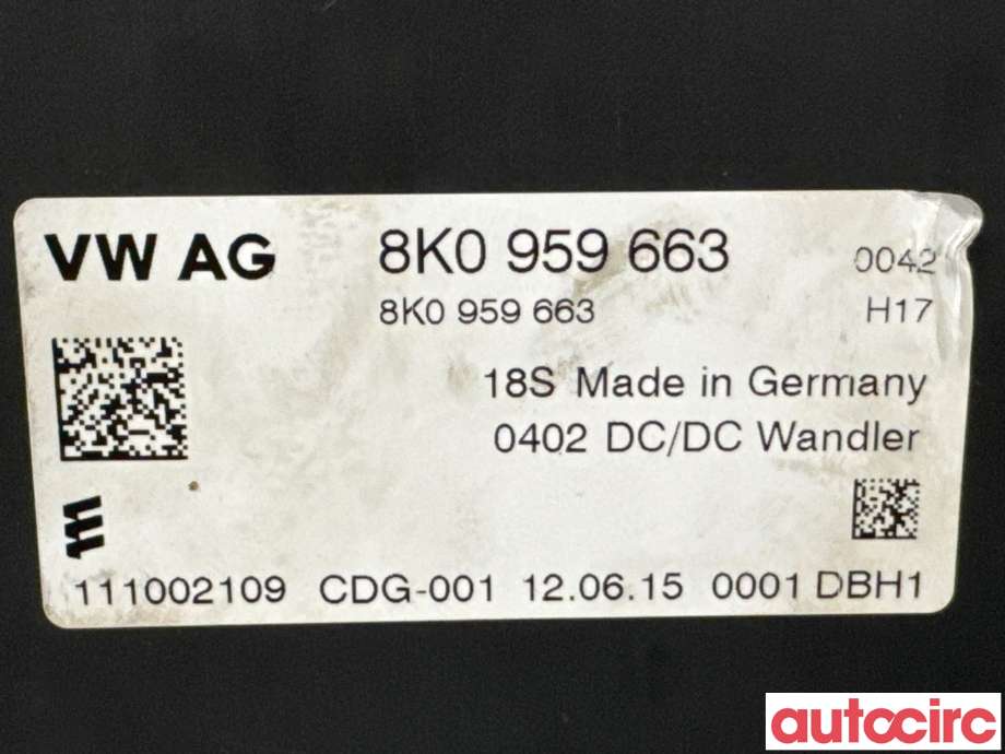 Styreenhet diverse til Audi A4 2007-2014 (Type IV) (B8) (B8) (AUDI|8K0959663D|111002109|8K0959663)