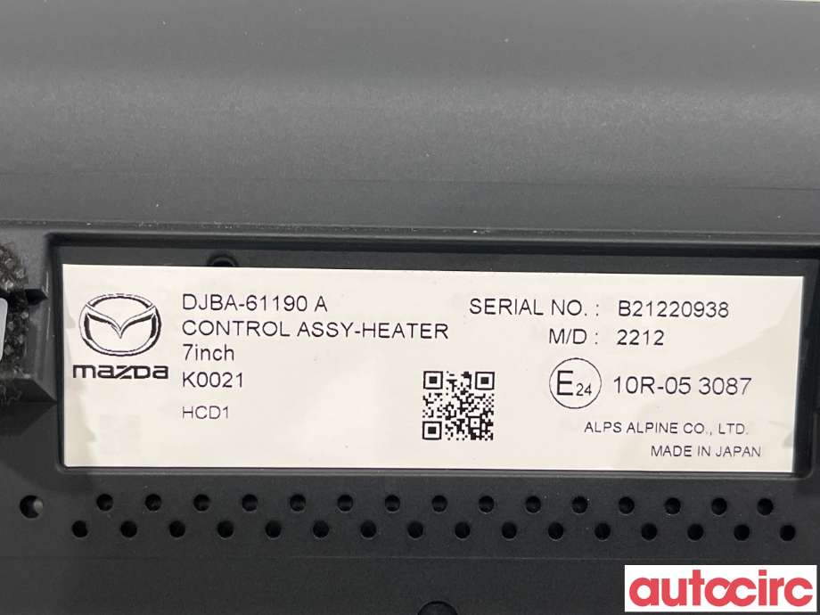 Varmeapparat betjening til Mazda MX-30 2020-->> (MAZDA|DJBA-61-190B|DJBA61190B)