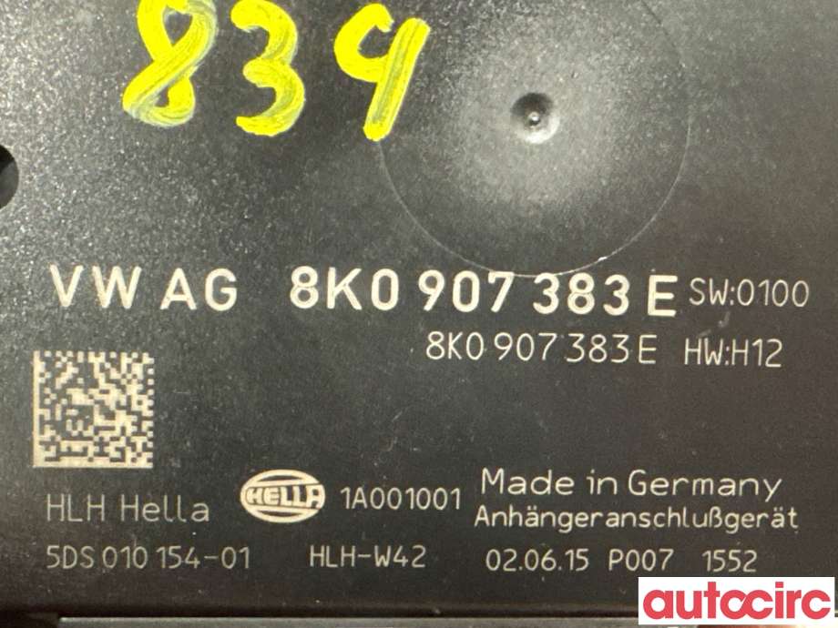 Styreenhet hengerfeste til Audi A4 2007-2014 (Type IV) (B8) (B8) (AUDI|8K0907383E|5DS010154-01)