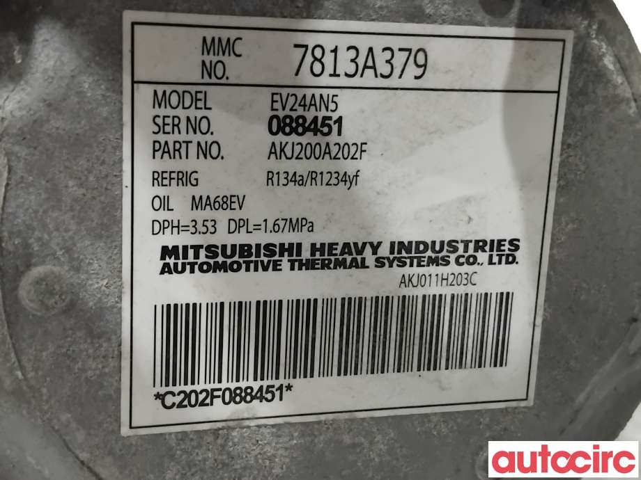 Aircondition kompressor til Mitsubishi Outlander 2015-->> (Type III, Fase 2)  (MITSUBISHI|7813A784|AKJ200A202F|7813A379)