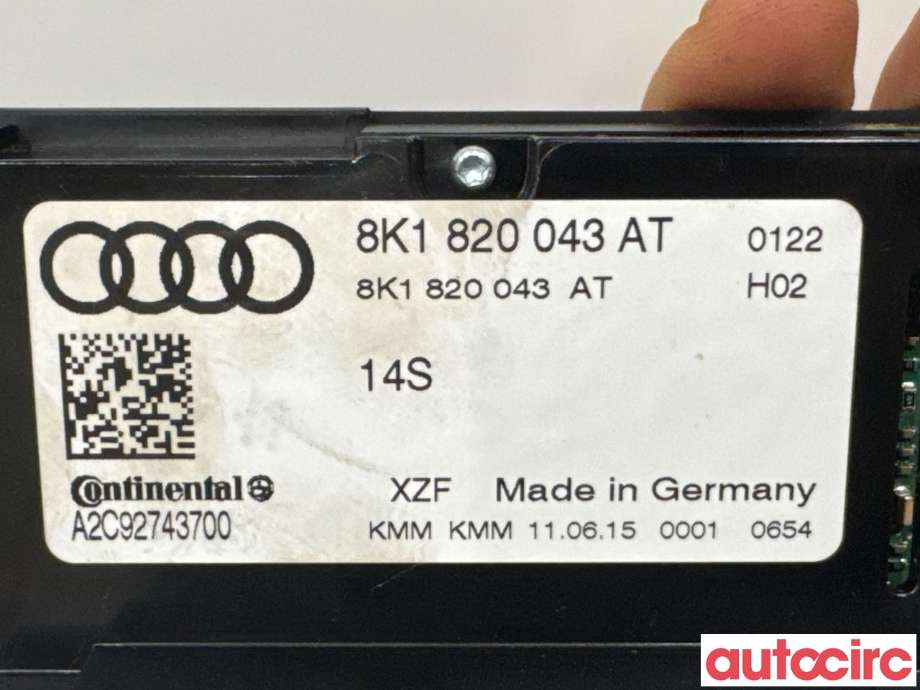 Varmeapparat betjening til Audi A4 2007-2014 (Type IV) (B8) (B8) (AUDI|8K1820043AT|A2C92743700)