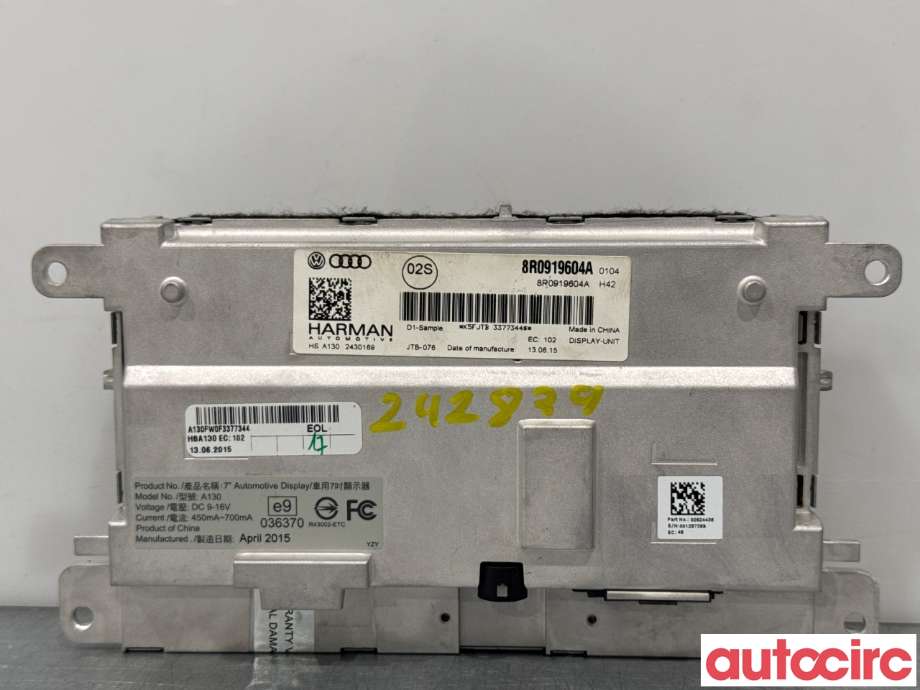 Instrument kjørecomputer til Audi A4 2007-2014 (Type IV) (B8) (B8) (AUDI|8R0919604A|HSA130)