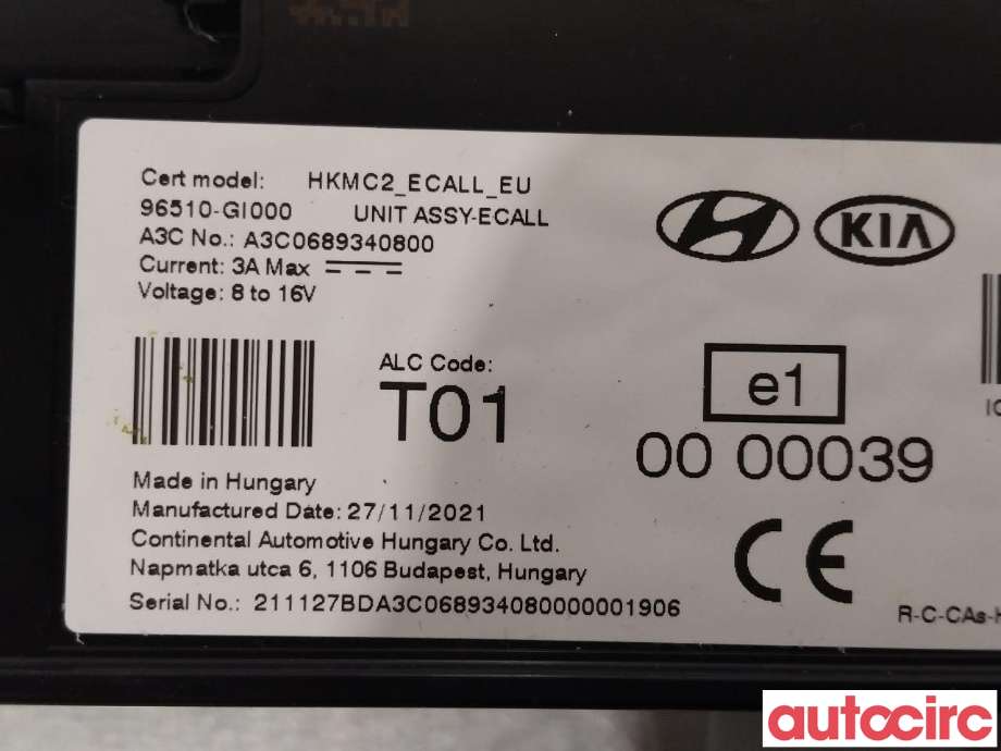 Styreenhet diverse til Hyundai Ioniq 5 2021-->> (HYUNDAI|96510GI000)