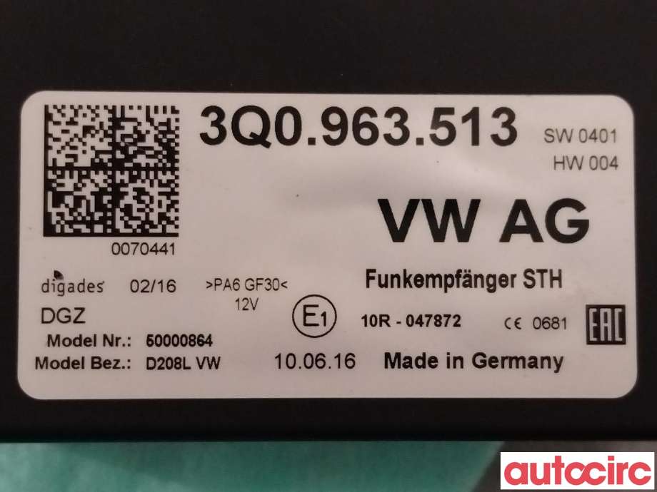 Styreenhet diverse til VW Passat 2015-2019 (Fase 1) (B8) (B8) (VOLKSWAGEN|3Q0963513|)