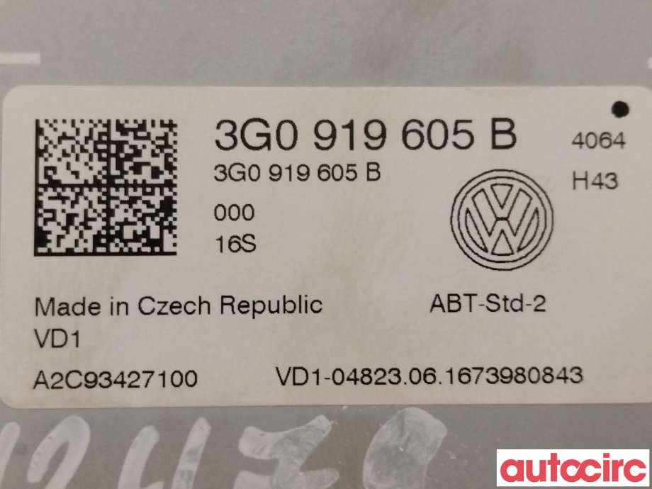 Multimedia display (MCU - Media Controller Unit) til VW Passat 2015-2019 (Fase 1) (B8) (B8) (VOLKSWAGEN|3G0919605D|3G0919605B)