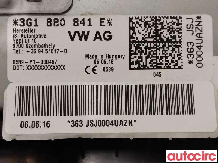 Airbag kne til VW Passat 2015-2019 (Fase 1) (B8) (B8) (VOLKSWAGEN|3G1880841G|3G1880841E)