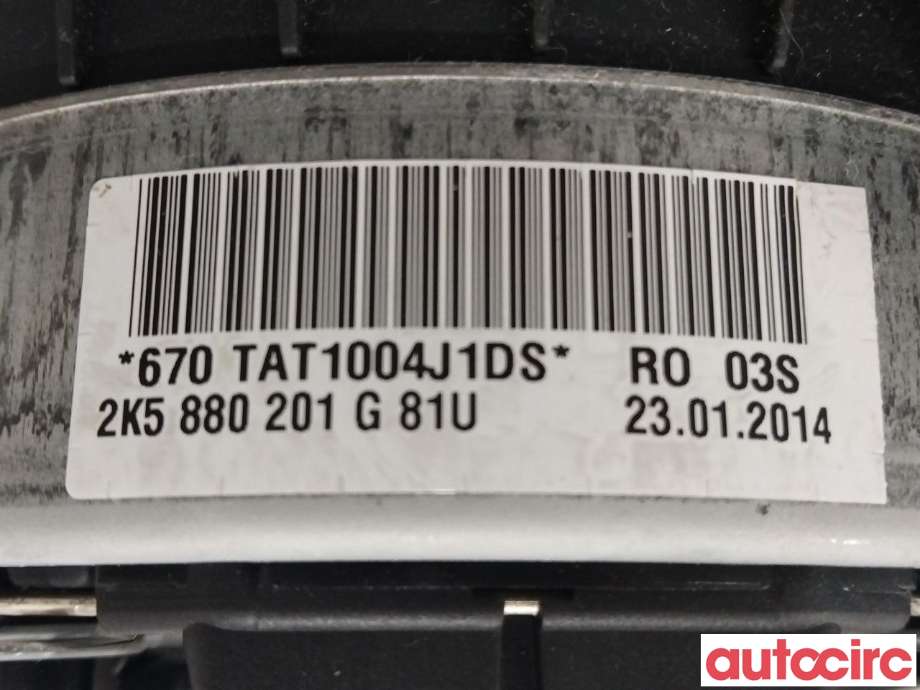 Airbag rattpute til VW Caddy 2010-2015 (Type III, Fase 2)  (VOLKSWAGEN|2K5880201E|2K5880201G)