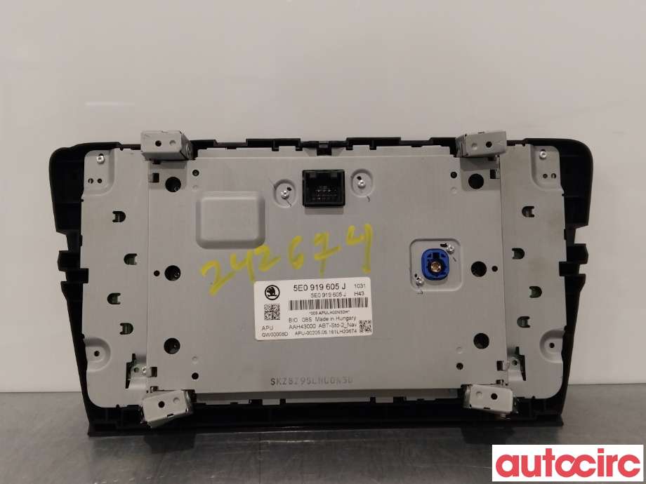 Multimedia display (MCU - Media Controller Unit) til Škoda Octavia 2013-2016 (Type III, Fase 1)  (SKODA|5E0919605J|QW00008D)