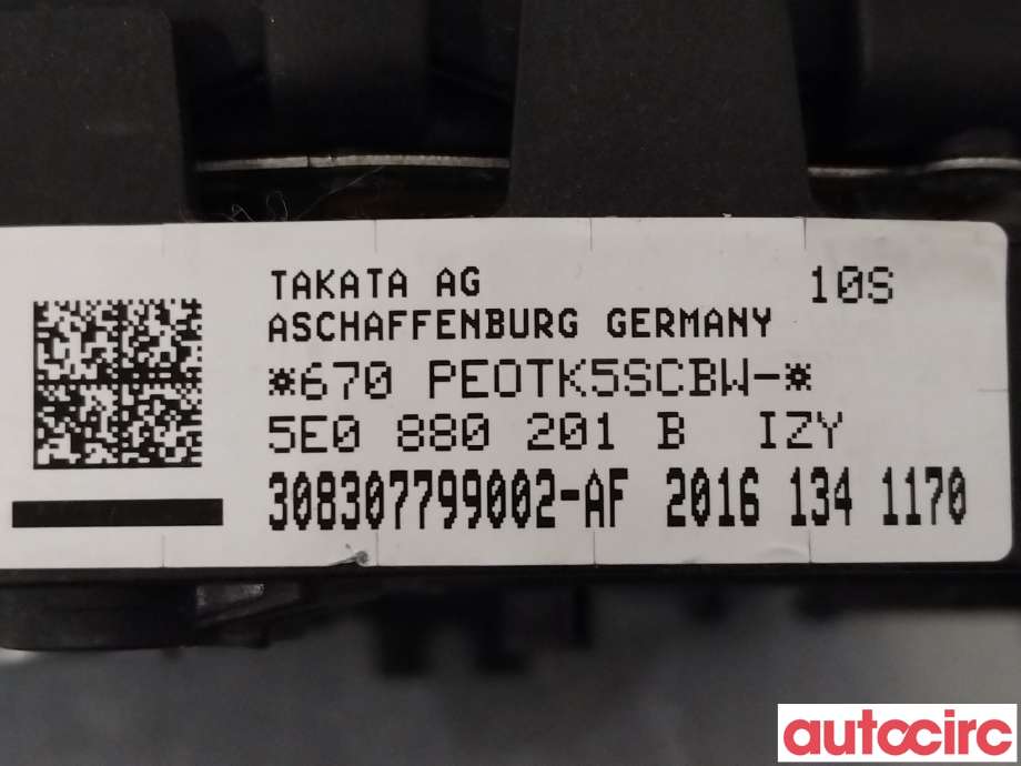Airbag rattpute til Škoda Octavia 2013-2016 (Type III, Fase 1)  (SKODA|5E0880201B||6V0880201AF)