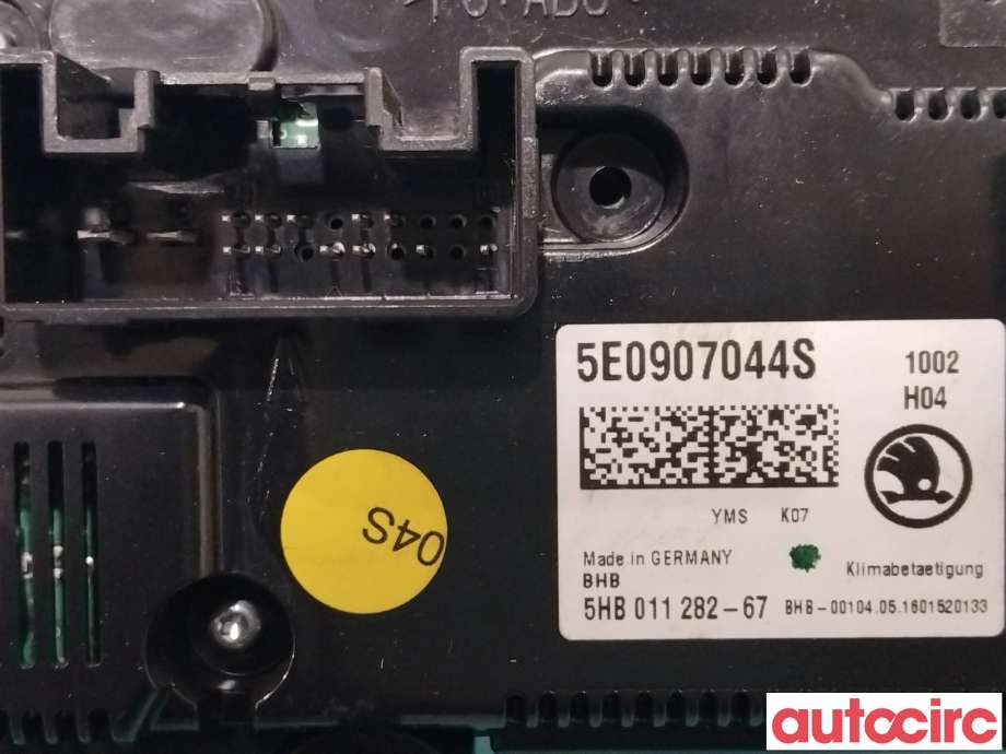 Varmeapparat betjening til Škoda Octavia 2013-2016 (Type III, Fase 1)  (SKODA|5E0907044S|)