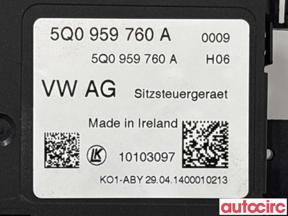 Styreenhet sete til Škoda Octavia 2013-2016 (Type III, Fase 1)  (SKODA|5Q0959760A)