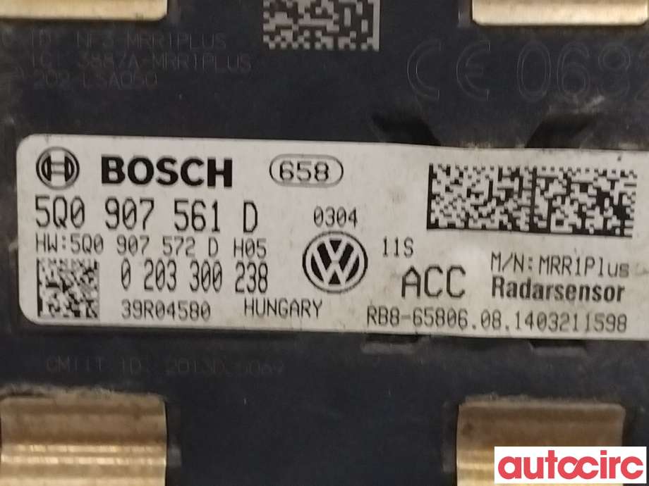 Sensor radar til Škoda Octavia 2013-2016 (Type III, Fase 1)  (SKODA|5Q0907561D)