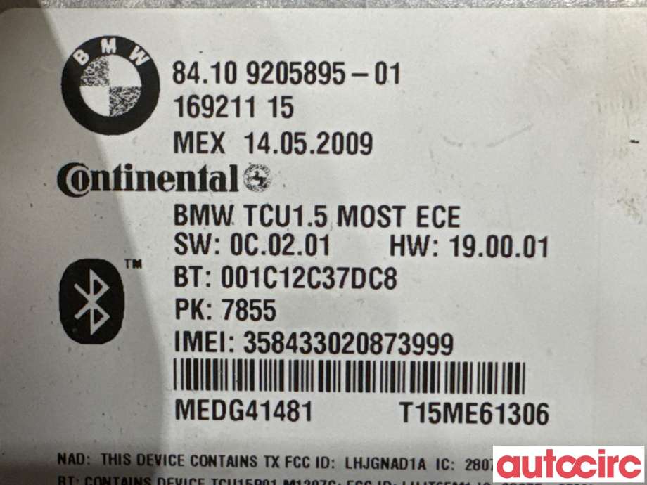 Styreenhet bluetooth til BMW X5 2007-2013 (E70) (E70) (BMW|84109231093|16921115|84109205895)