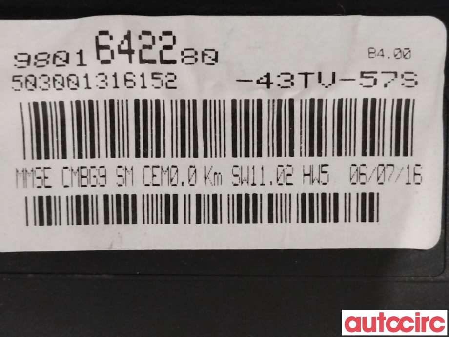 Instrumentpanel til Peugeot Partner 2015-2019 (Type II, Fase 2) (PEUGEOT|9801642280)