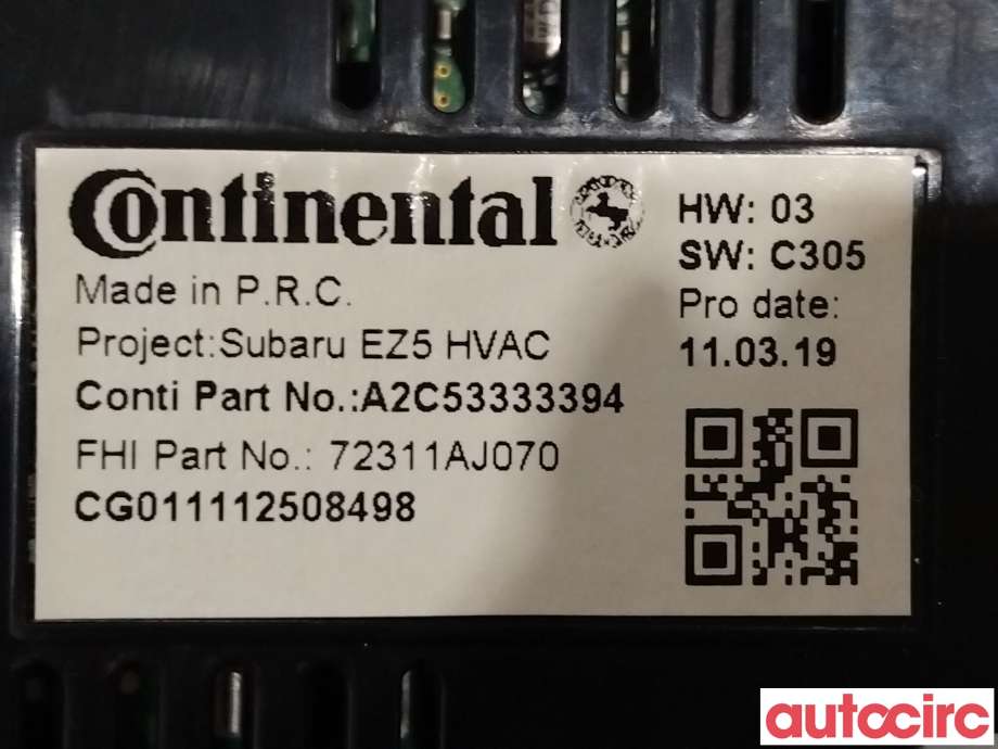 Varmeapparat betjening til Subaru Outback 2009-2014 (Type IV) (SUBARU|72311AJ070)