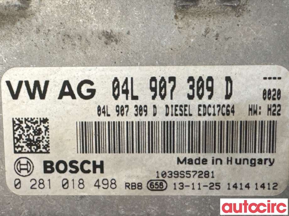 Styreenhet motor til VW Golf VII 2012-2017 (Fase 1)  (VOLKSWAGEN|04L906021EA|0281018498|04L907309D)