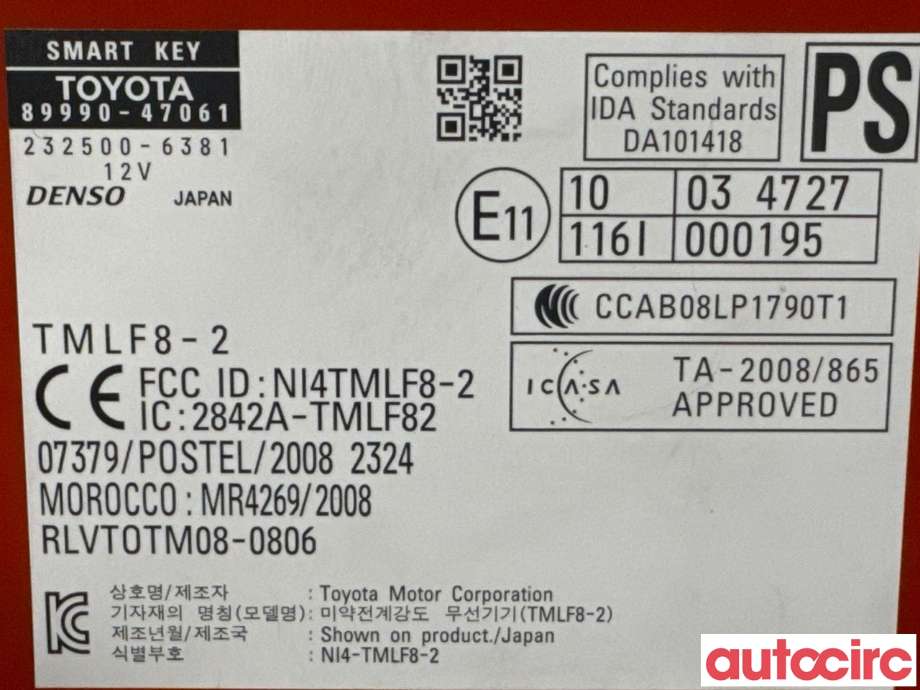 Styreenhet nøkkelfri/keyless til Toyota Prius +7 2012-2020 (Type III) (stasjonsvogn) (stasjonsvogn) (TOYOTA|8999047061|232500-6381|8999047064)