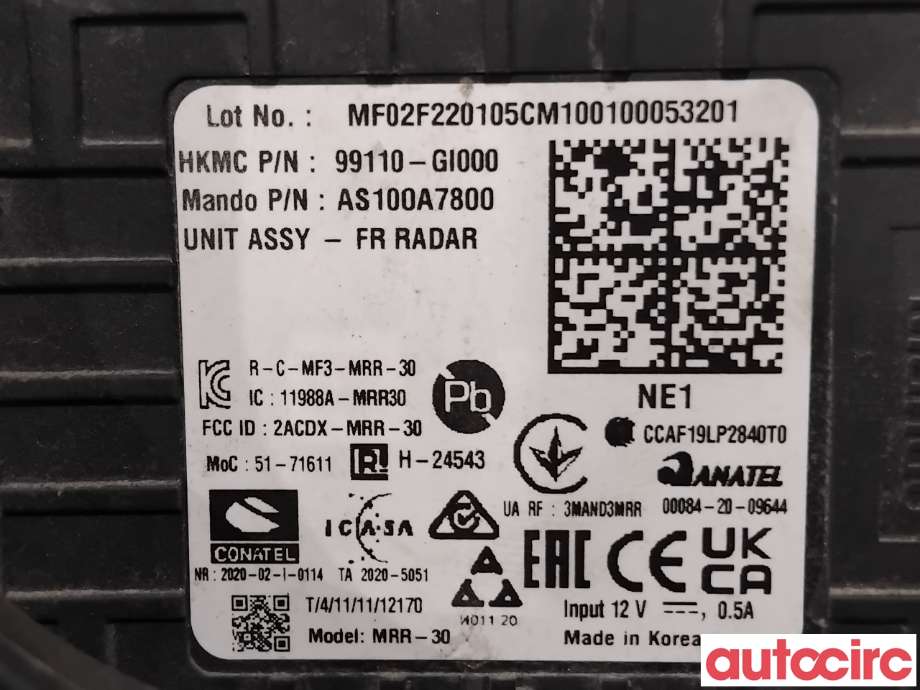 Sensor radar til Hyundai Ioniq 5 2021-->> (HYUNDAI|99110GI000||99110-GI000)