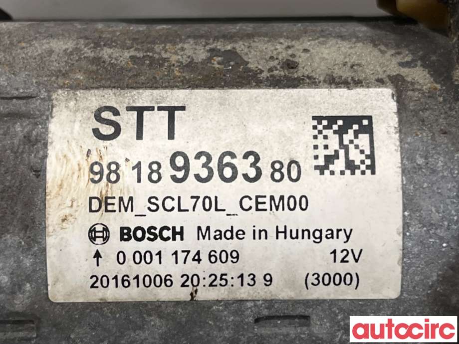 Starter diesel til Peugeot Boxer 2014-->> (Type III, Fase 2)  (PEUGEOT|1624820580|0001174609|9818936380)