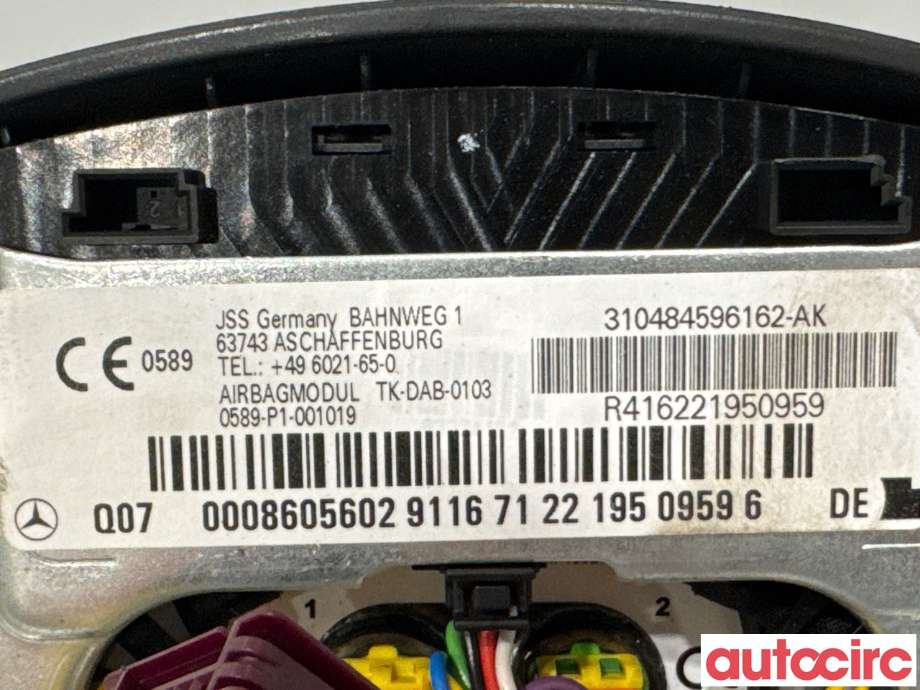 Airbag rattpute til Mercedes C-Klasse 2007-2011 (Fase 1) (W204) (W204) (MERCEDES|A0008605602|TK-DAB-0103|A000860560226)