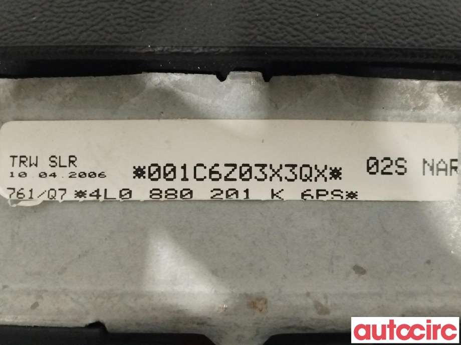 Airbag rattpute til Audi Q7 2006-2010 (Type I, Fase 1) (AUDI|4L0880201T|4L0880201K)