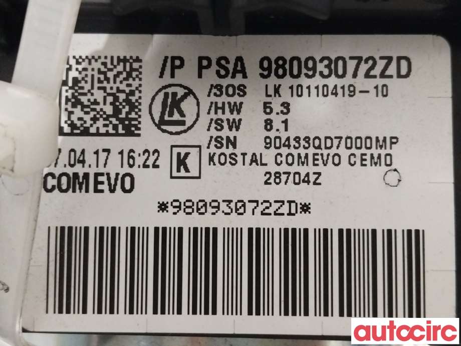 Bryter combi til Peugeot Expert 2016-->> (Type III) (PEUGEOT|98093072ZD)