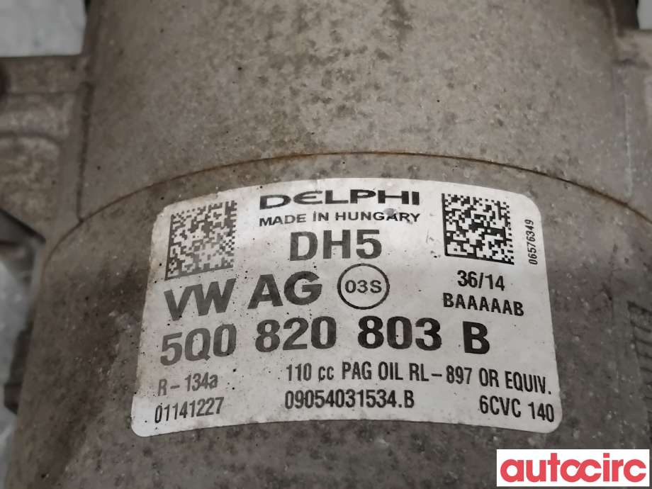 Aircondition kompressor til Škoda Octavia 2013-2016 (Type III, Fase 1)  (SKODA|5Q0820803J|6CVC140|5Q0820803P)