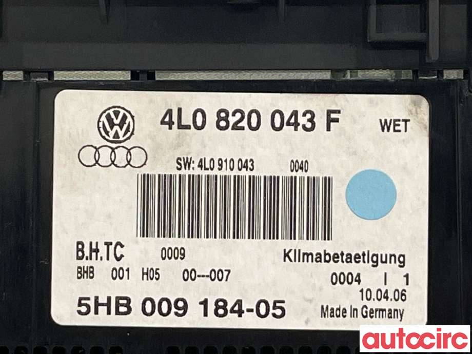 Varmeapparat betjening til Audi Q7 2006-2010 (Type I, Fase 1)  (AUDI|4L0820043F)