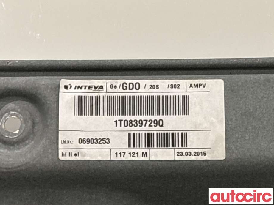 Ruteheis venstre bak til VW Touran 2010-2015 (Type I, Fase 3)  (VOLKSWAGEN|1T0839461P|1T0839729Q)