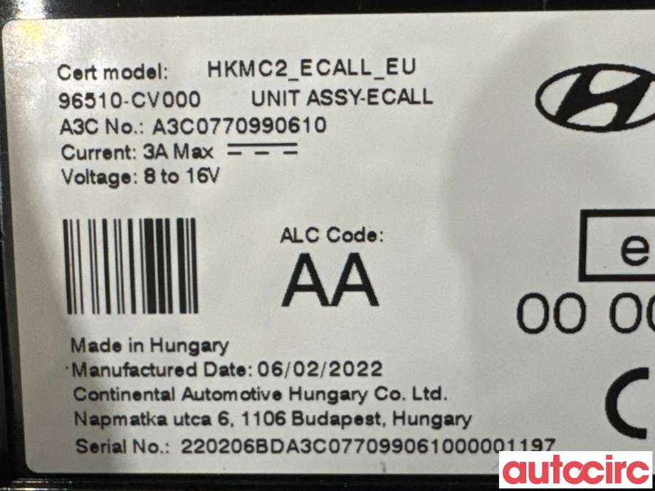 Styreenhet diverse til Kia EV6 2021-->> (KIA|96510CV000|A3C0770990610|96510-CV000)