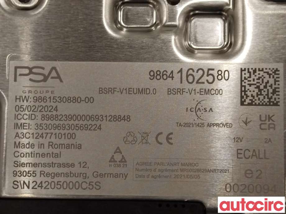 Antenne navigasjon til Peugeot e-3008 2023-->>  (PEUGEOT|9864162580)