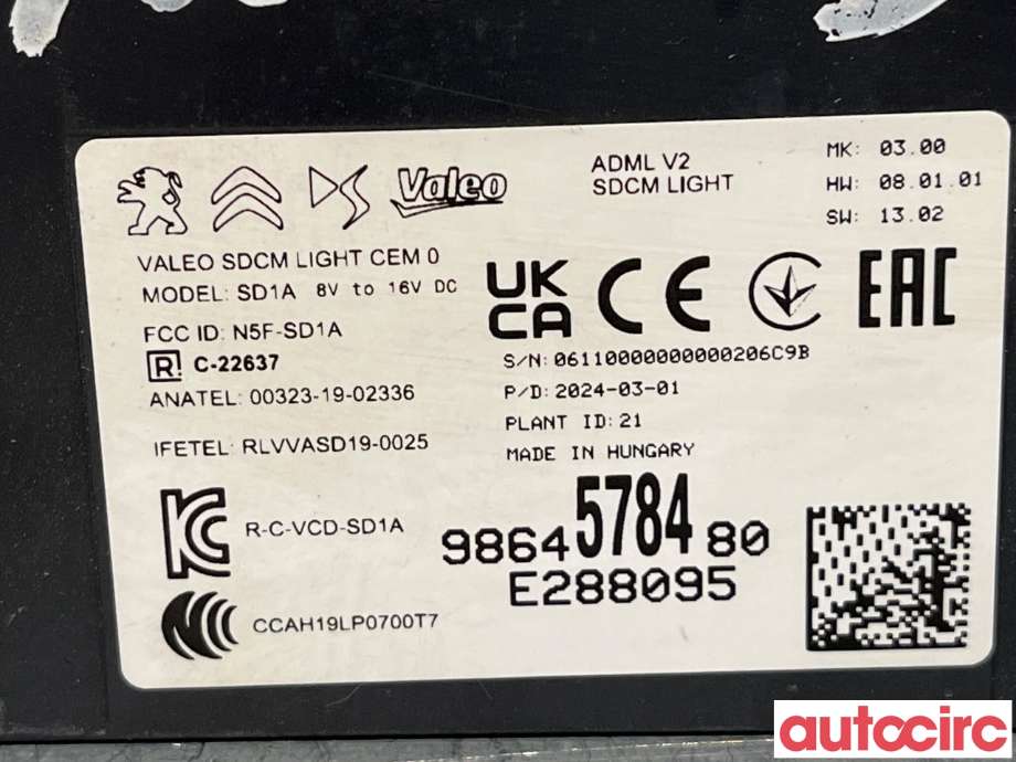 Styreenhet diverse til Peugeot e-3008 2023-->>  (PEUGEOT|9864578480)