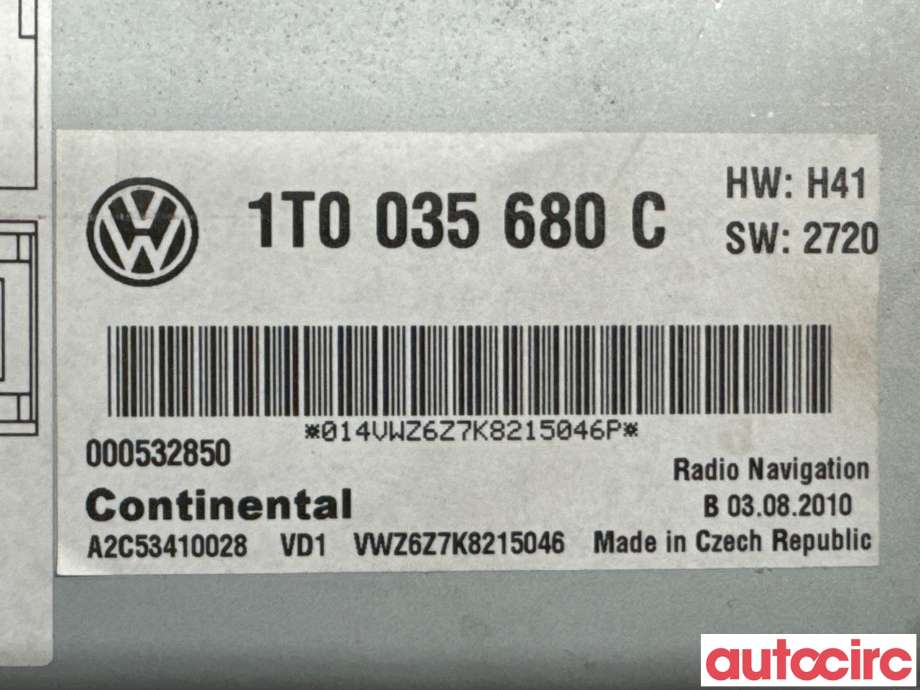 Bilstereo navigasjon til VW Golf VI 2008-2012 (VOLKSWAGEN|1T0035680C|A2C53410028)