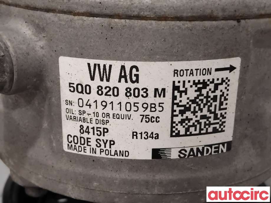 Aircondition kompressor til VW Caddy 2015-2020 (Type III, Fase 3) (VOLKSWAGEN|5Q0820803F|8415|5Q0820803K)