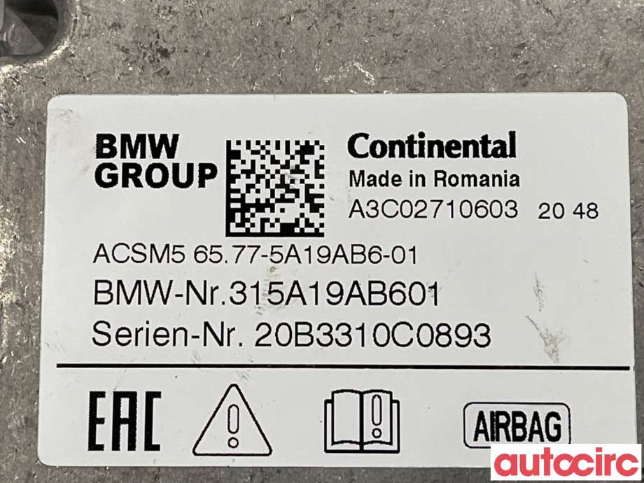 Airbag elektronikk til BMW iX3 2021-->>  (BMW|65775A19AB6)
