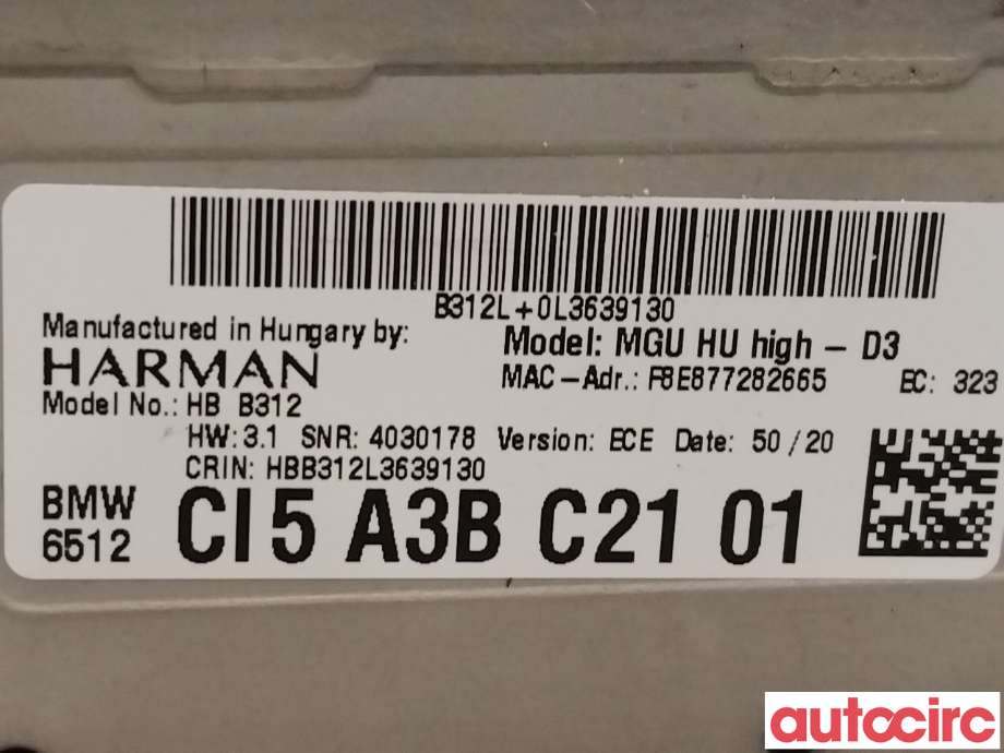 Bilstereo navigasjon til BMW iX3 2021-->>  (BMW|65125A47354|65125A3BC21)