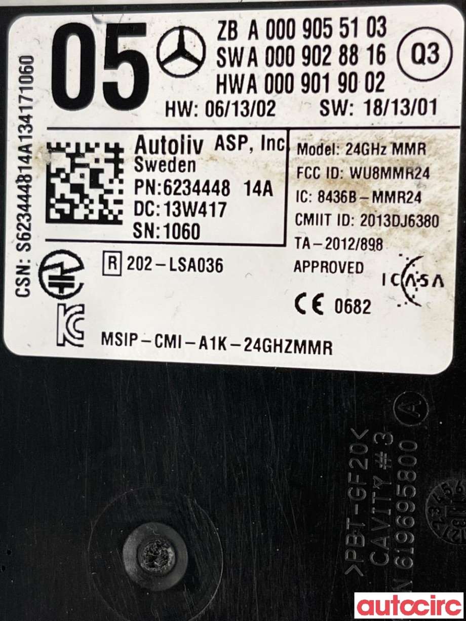 Sensor radar til Mercedes E-Klasse 2013-2016 (Fase 2) (W212) (W212) (MERCEDES|A0009055103)